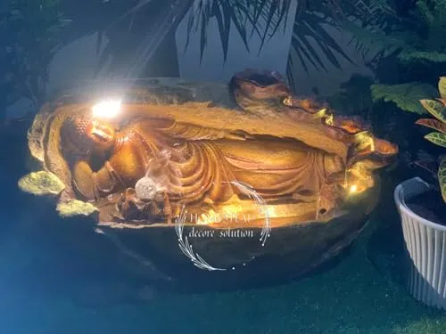 Homestead DECORE Solution Sleeping Big Sleeping Buddha Fountain for Home Decor/Living Room/Hall/Office/Garden Fountain/Temple/Hotel Decor Outdoor Fountain Fiber Unbreakable