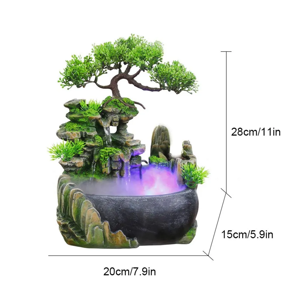 Indoor Relaxation Desktop Fountain Waterfall, Zen Meditation Indoor Waterfall Feature with Automatic Pump, Illuminated Waterfall for Home Office Bedroom Desk Décoration (Upgrade)