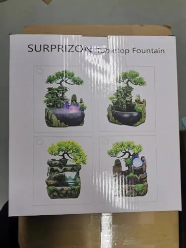 Indoor Relaxation Desktop Fountain Waterfall, Zen Meditation Indoor Waterfall Feature with Automatic Pump, Illuminated Waterfall for Home Office Bedroom Desk Décoration (Upgrade)