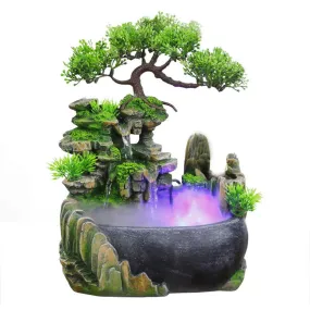 Indoor Relaxation Desktop Fountain Waterfall, Zen Meditation Indoor Waterfall Feature with Automatic Pump, Illuminated Waterfall for Home Office Bedroom Desk Décoration (Upgrade)