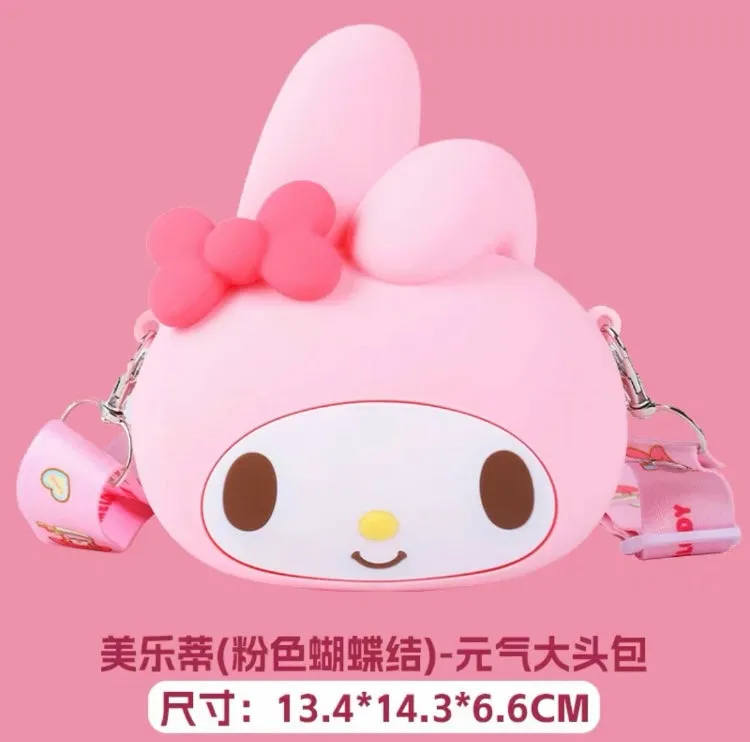 Japan Sanrio Silicone Big Head Shoulder Bag | Hello Kitty My Melody Kuromi Cinnamoroll -  Kawaii Bag Birthday Girlfriend Children Gift