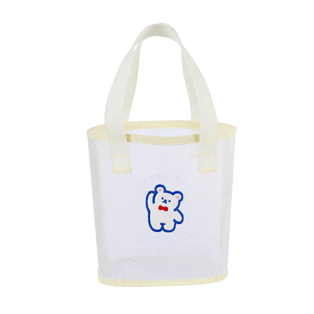 Kawaii Transparent Mesh Bear Shopping Tote Bag