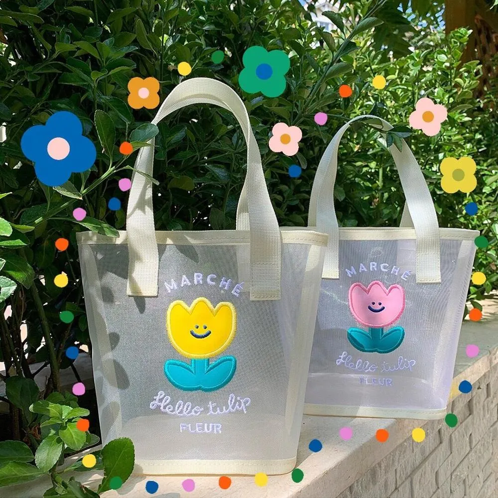Kawaii Transparent Mesh Bear Shopping Tote Bag