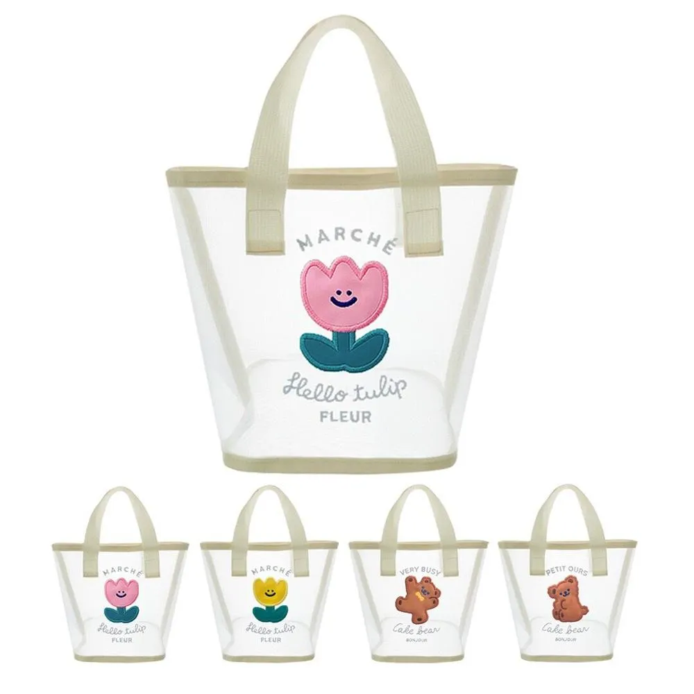 Kawaii Transparent Mesh Bear Shopping Tote Bag