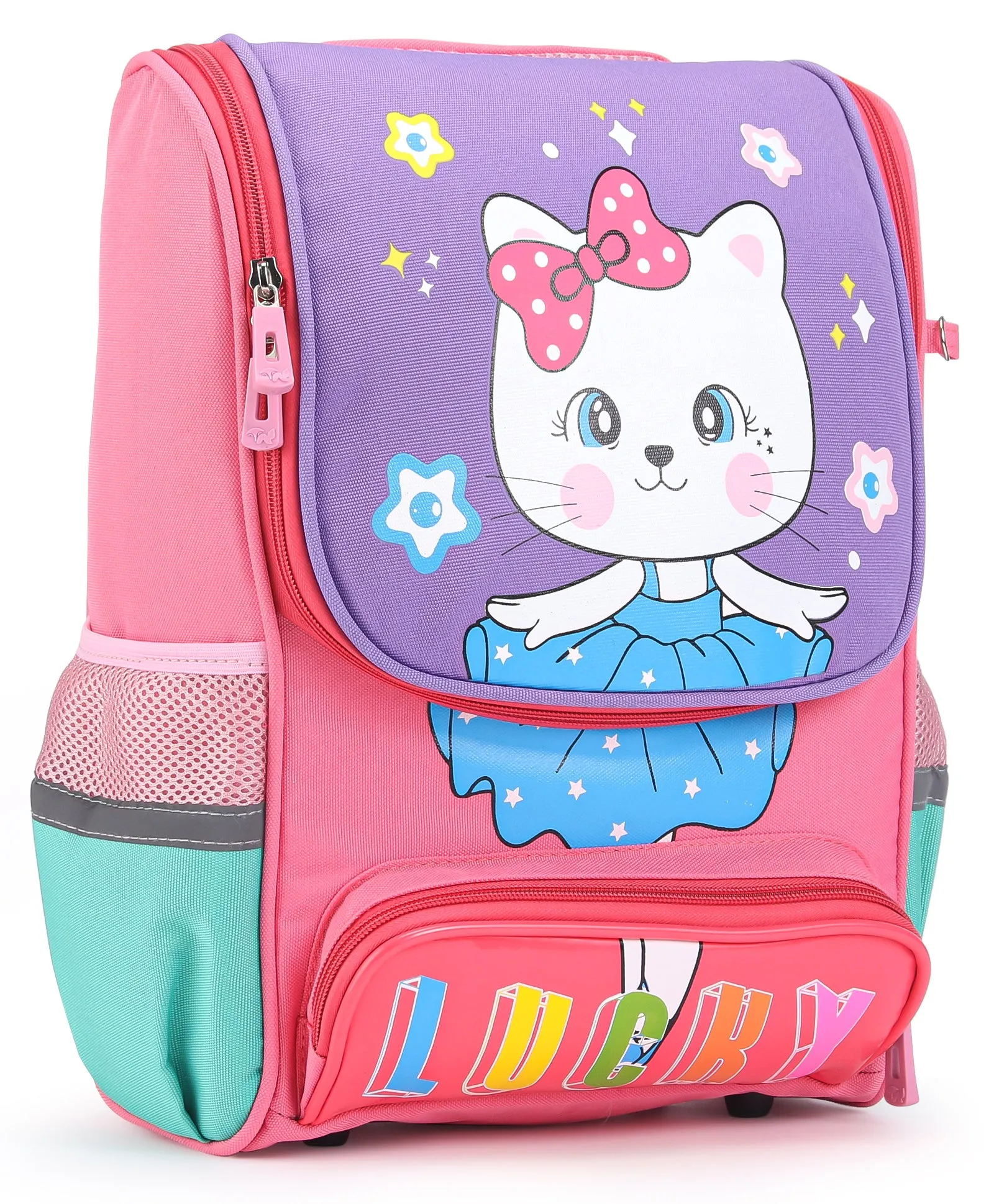 Kitten Print Front Open Backpack - Pink