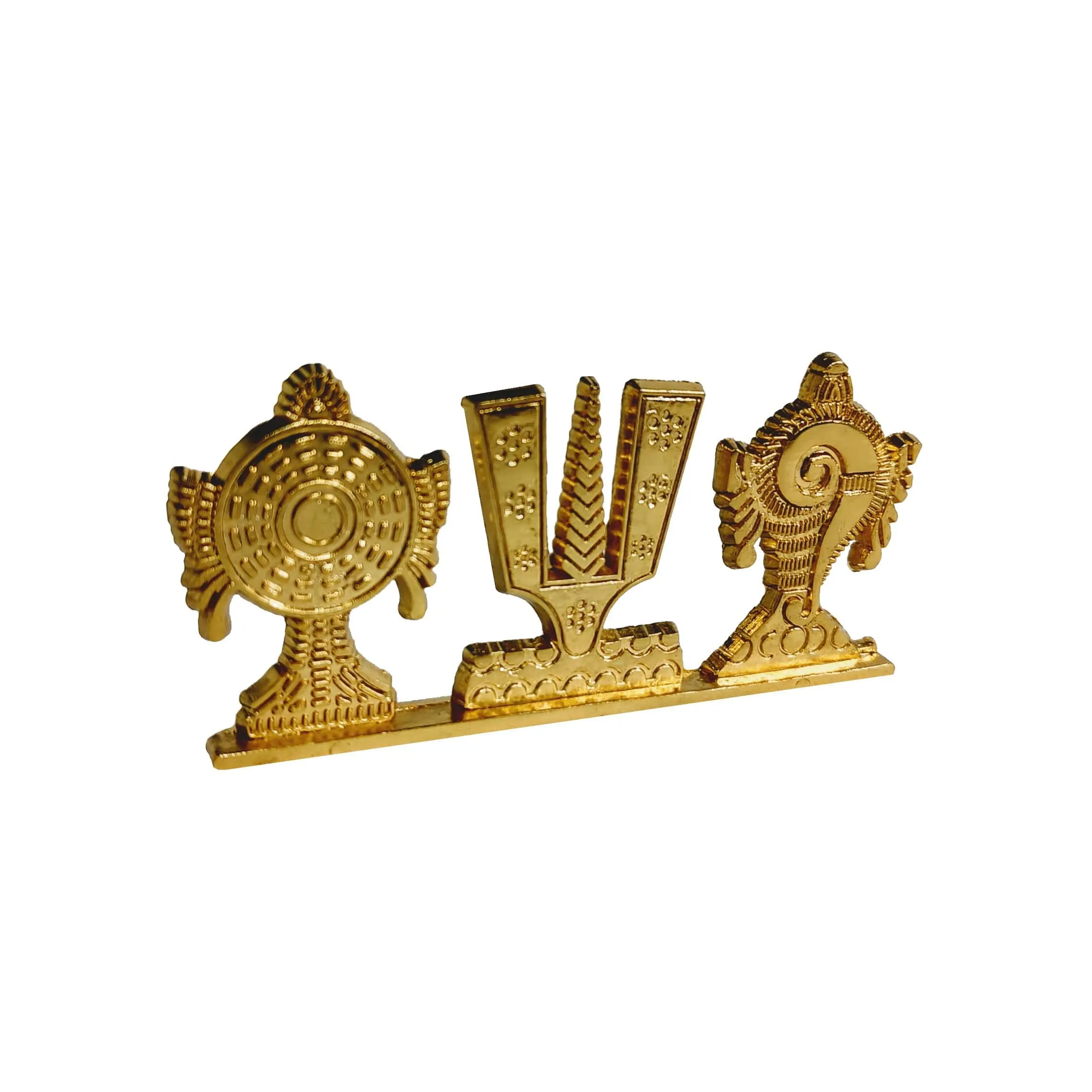 KridayKraft Tirupati Balaji Symbol Stand Shankh Chakra Namah Gold Plating Antique Decorative for Car Dashboard Home & Office Table Showpiece Figurines,Religious Gift Idol...