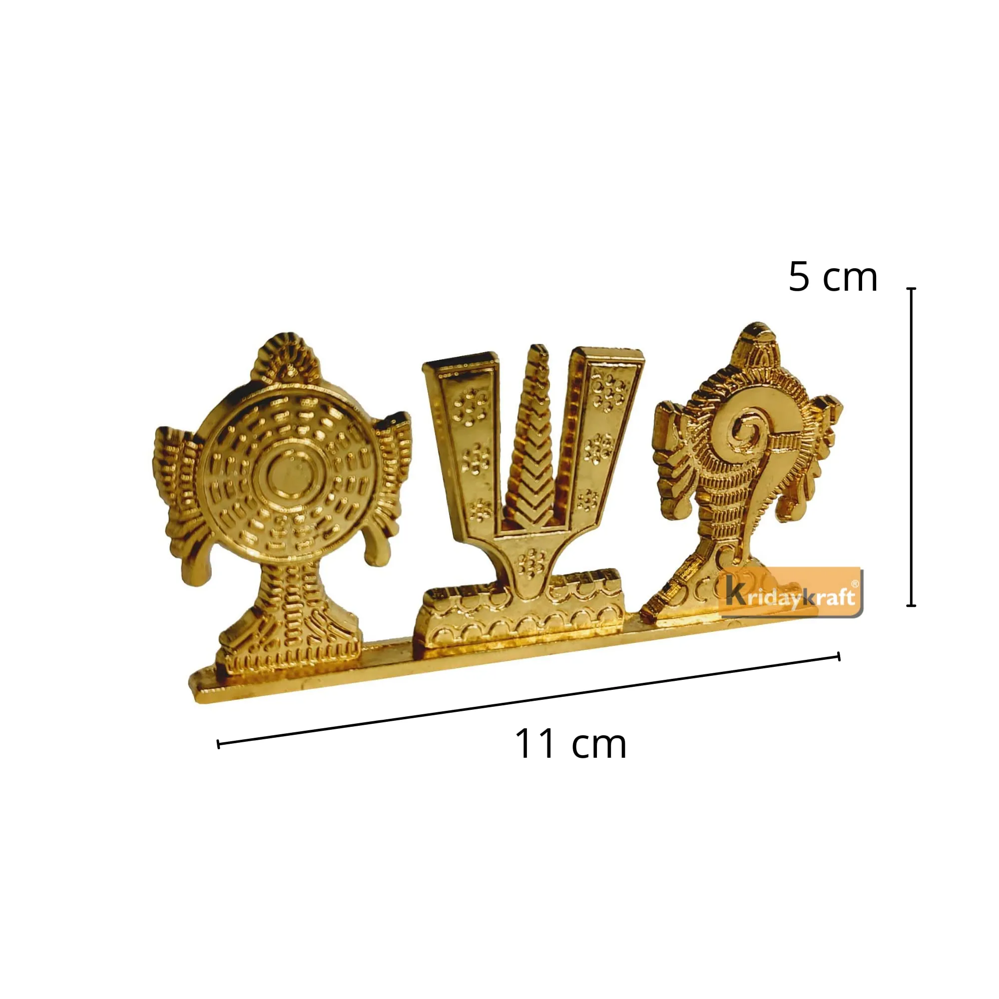 KridayKraft Tirupati Balaji Symbol Stand Shankh Chakra Namah Gold Plating Antique Decorative for Car Dashboard Home & Office Table Showpiece Figurines,Religious Gift Idol...