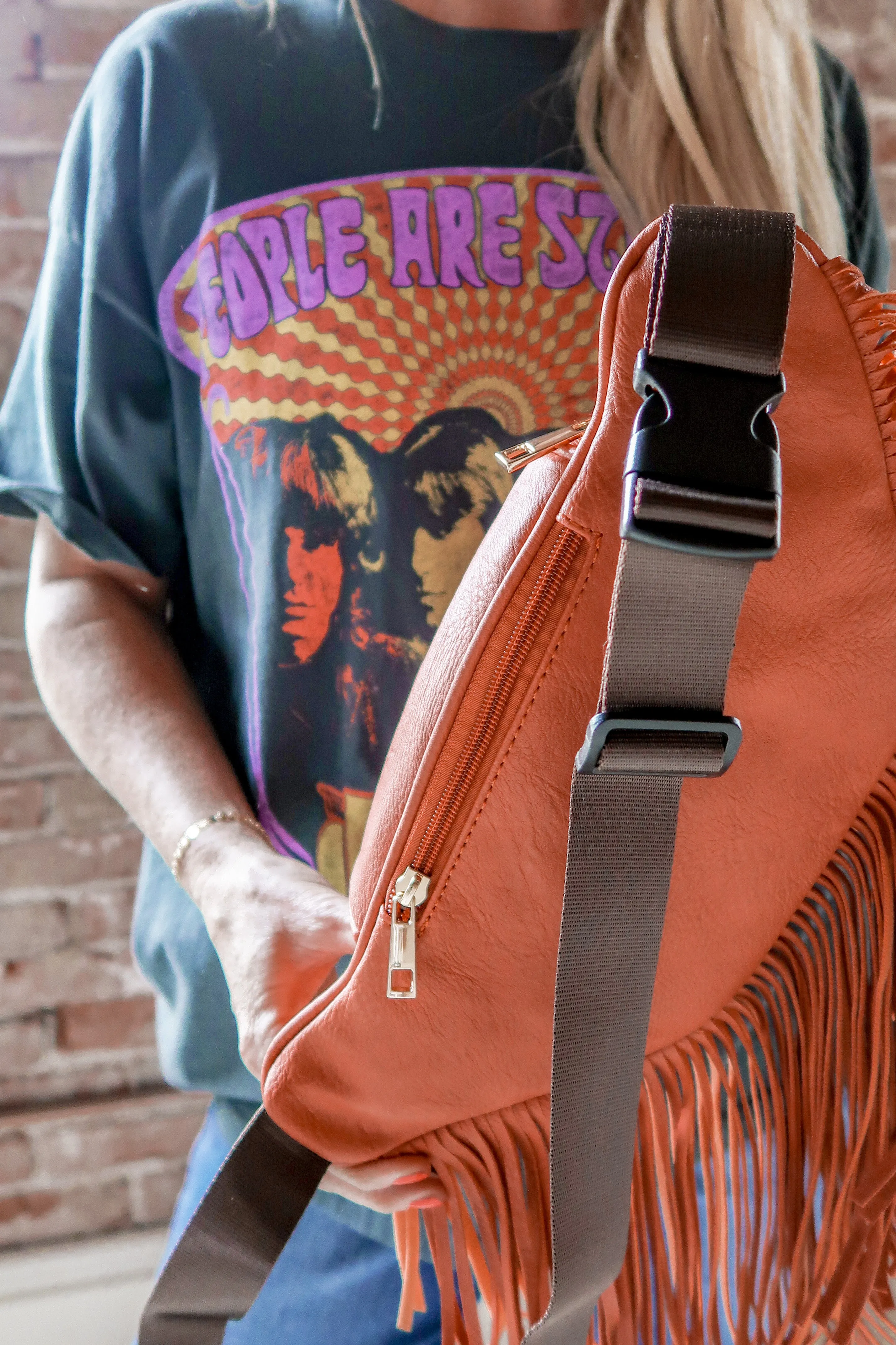 Leather Fringe Belt Bag
