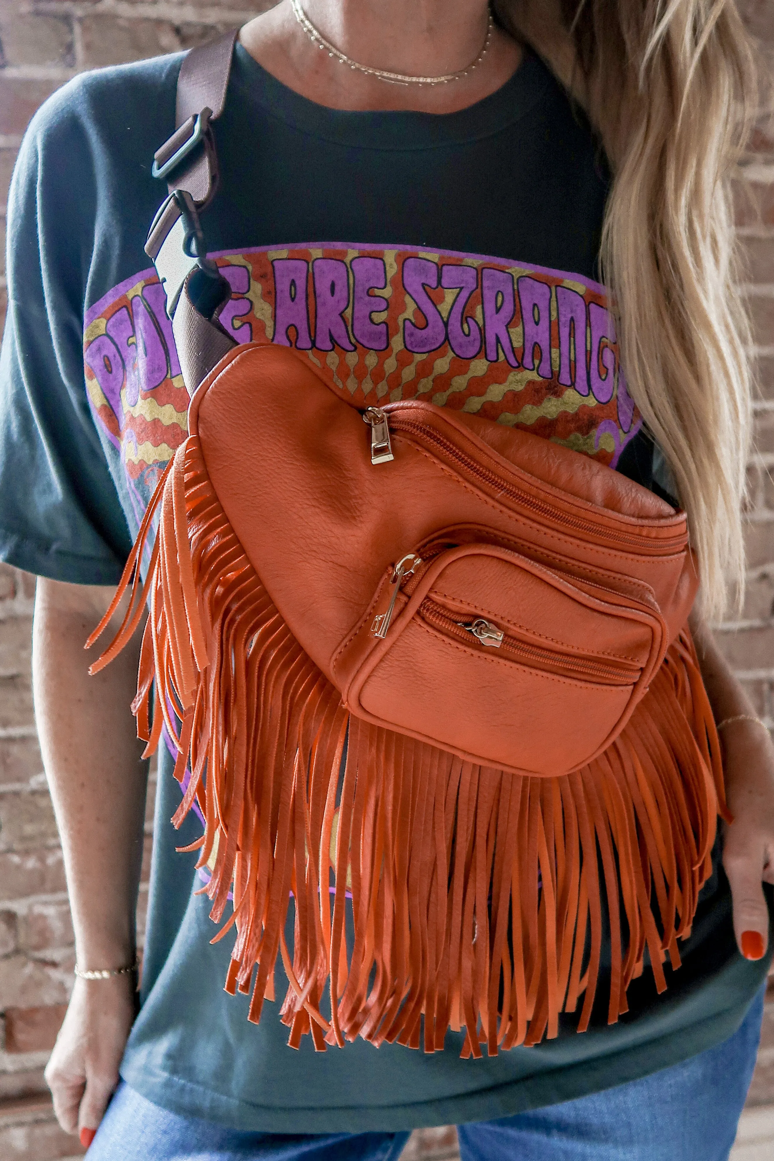 Leather Fringe Belt Bag