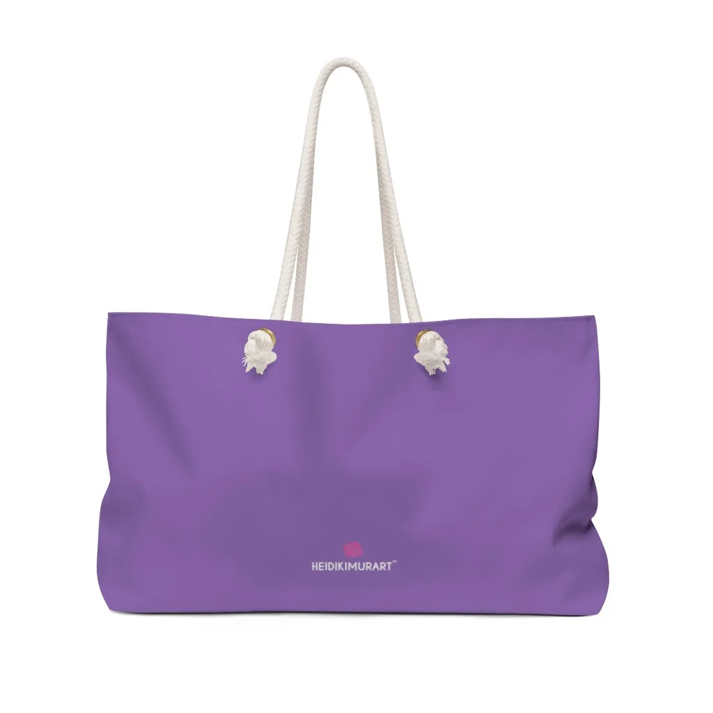 Light Purple Color Weekender Bag, Solid Bright Purple Color 24"x13" Designer Modern Essential Market Large Tote Bag- Made in USA