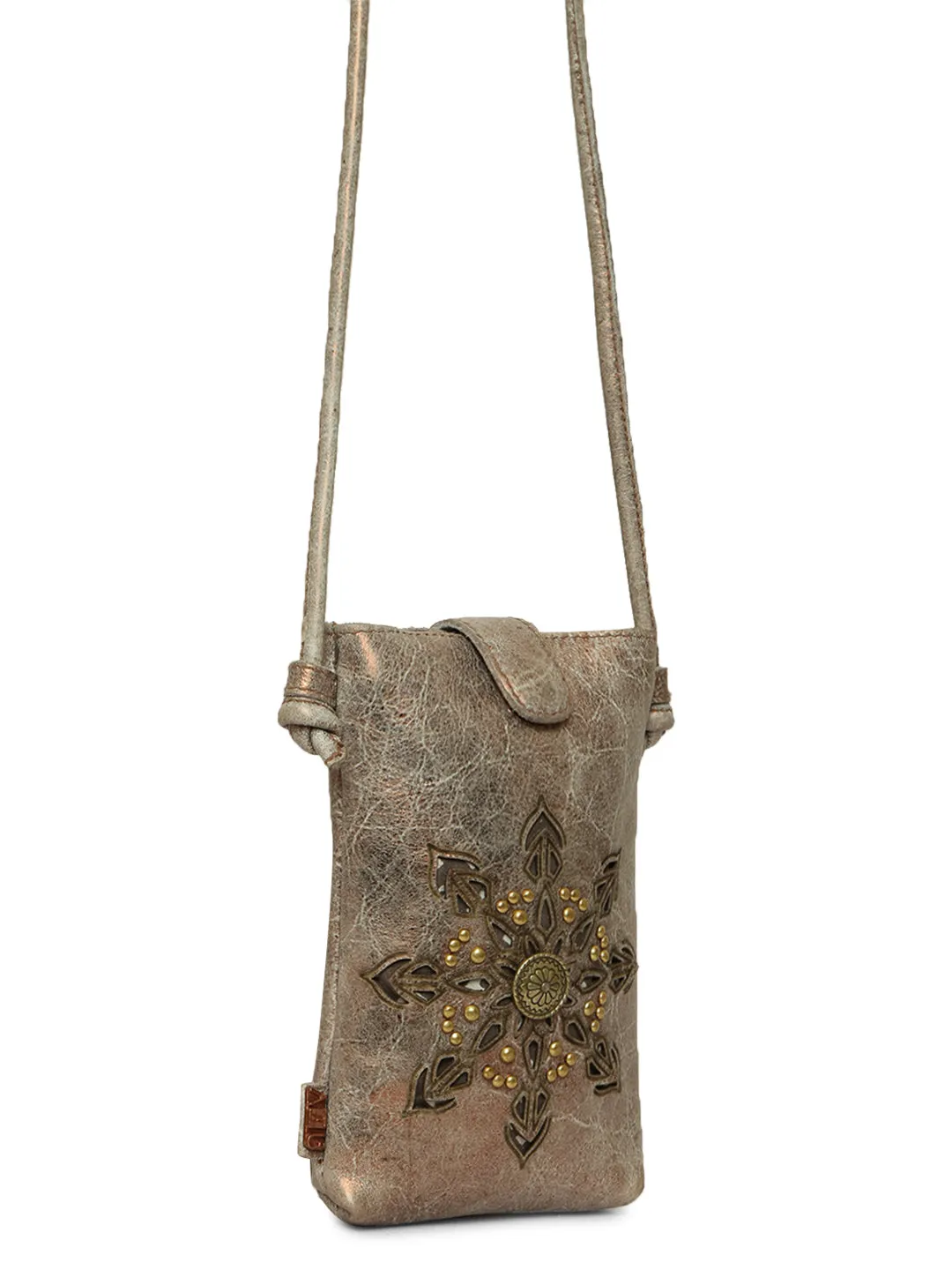 Luminosa: Metallic Effect With Mandala Leather Phone Pouch
