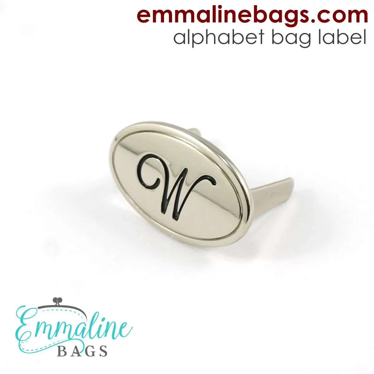 Metal Bag Label: Script Alphabet