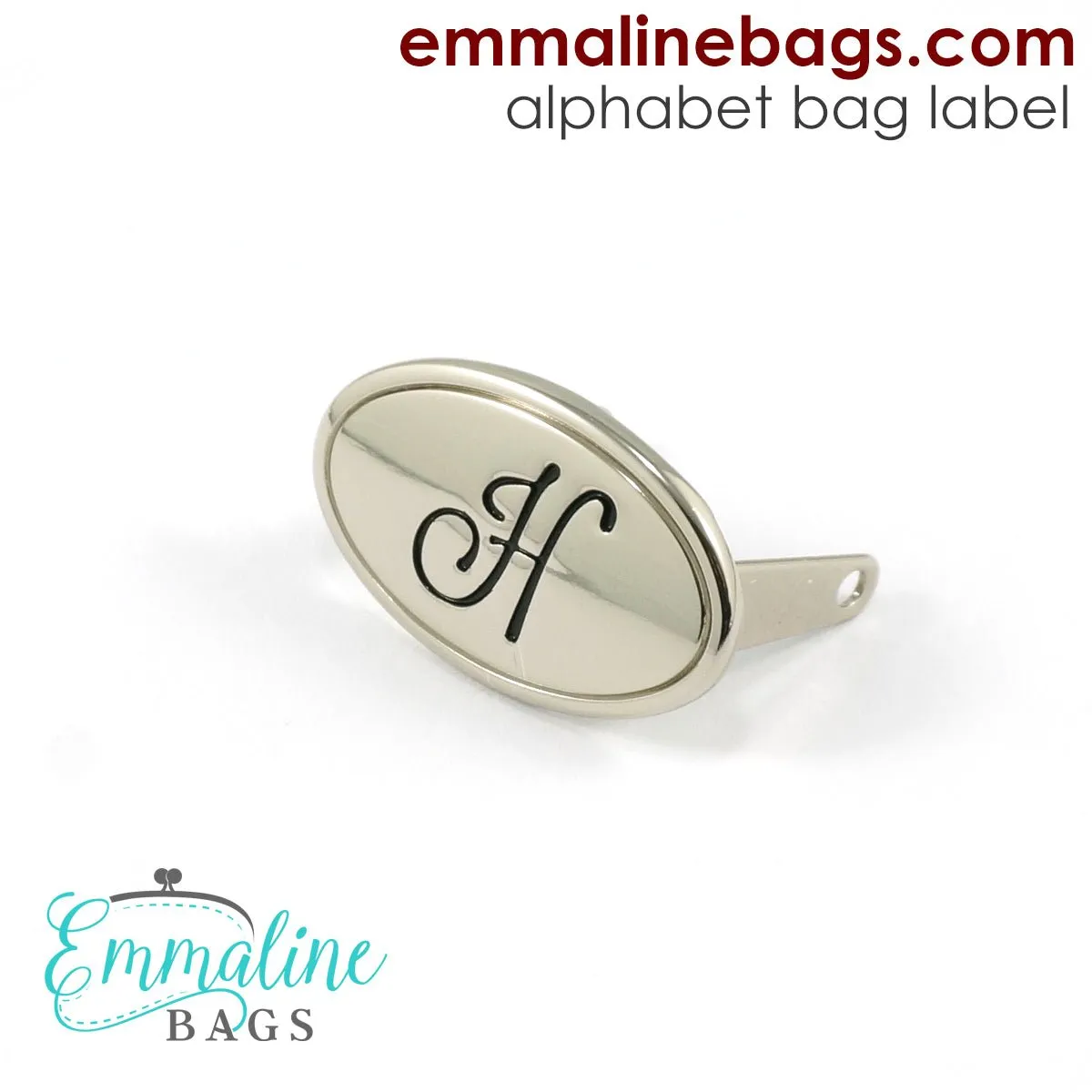 Metal Bag Label: Script Alphabet