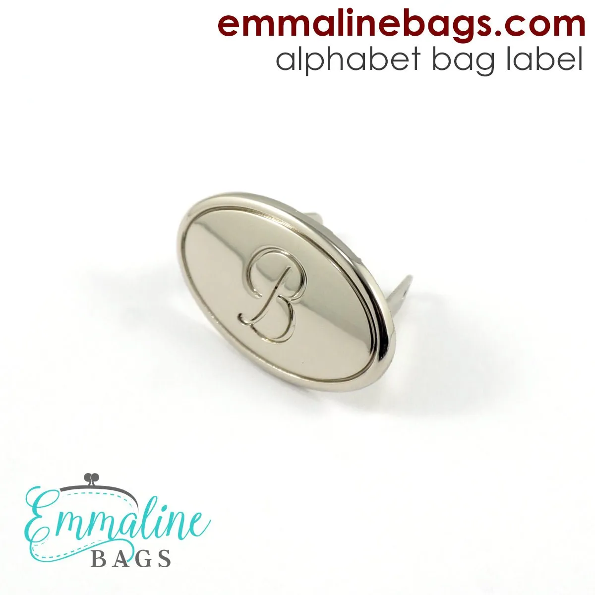 Metal Bag Label: Script Alphabet