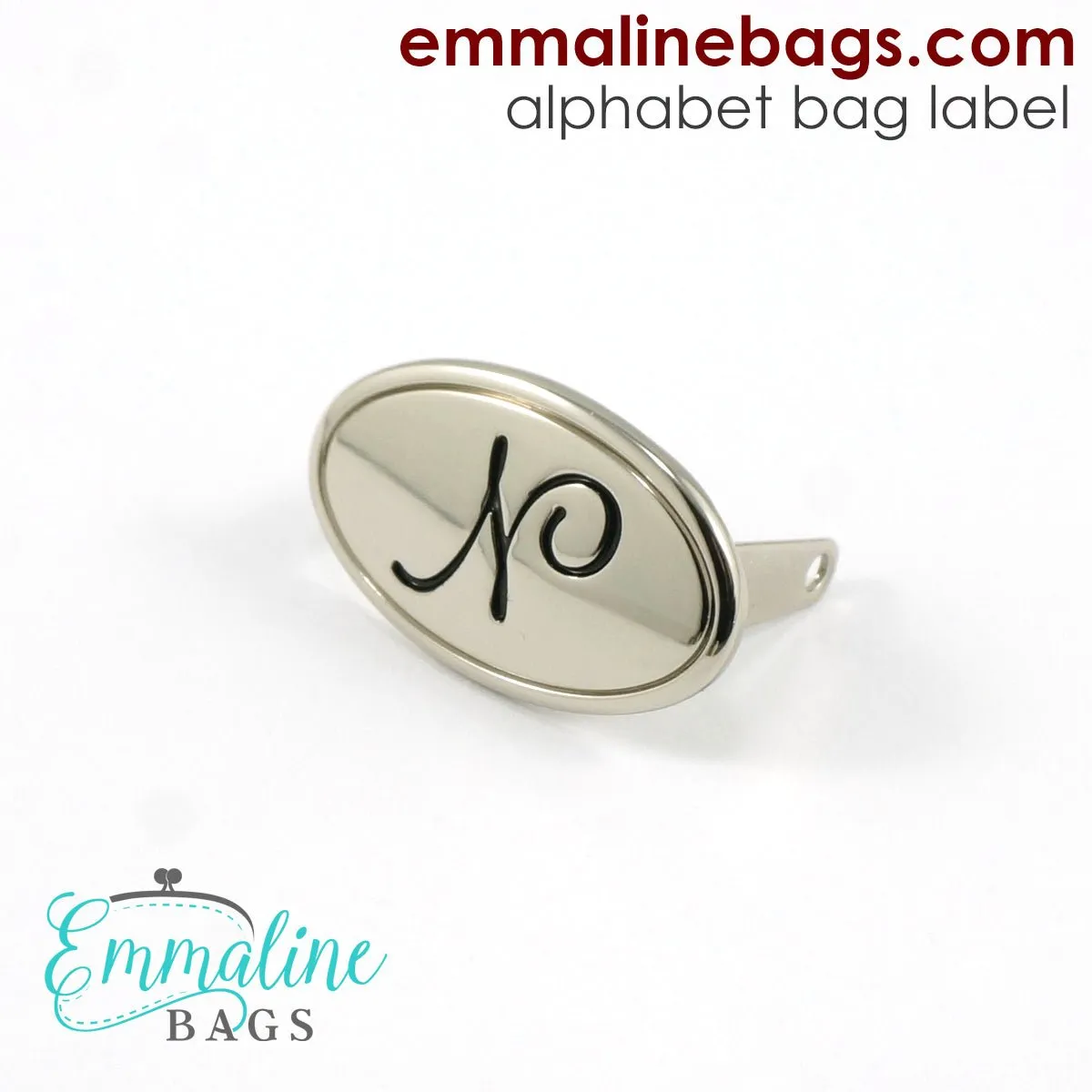 Metal Bag Label: Script Alphabet