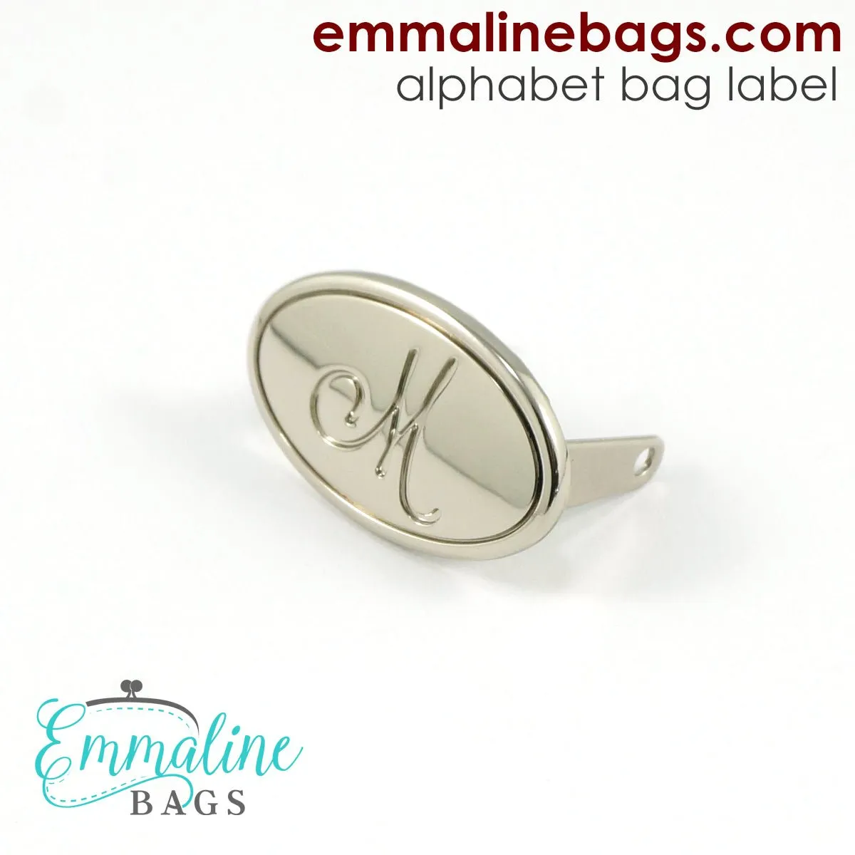 Metal Bag Label: Script Alphabet