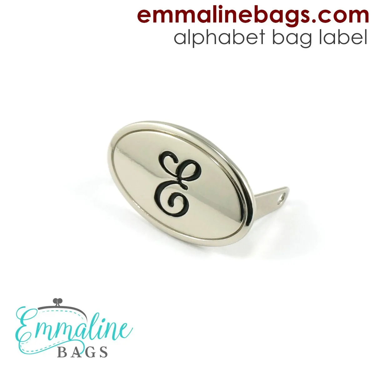Metal Bag Label: Script Alphabet