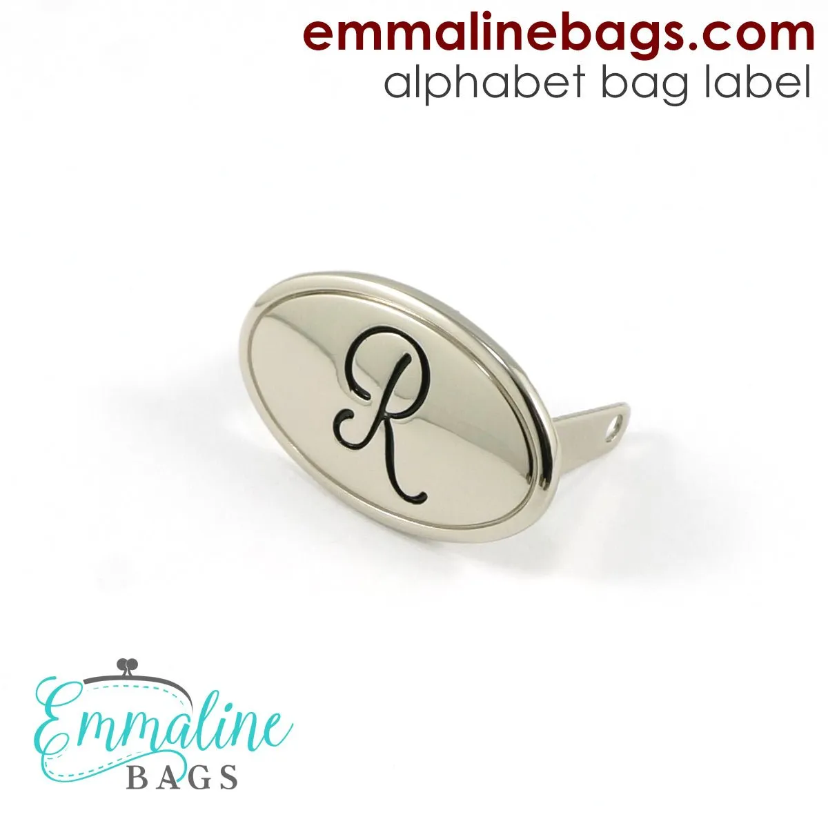 Metal Bag Label: Script Alphabet