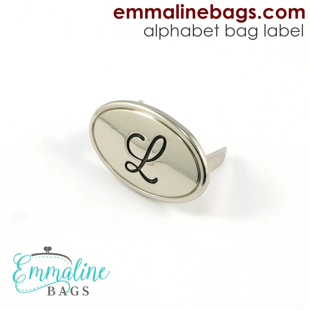 Metal Bag Label: Script Alphabet
