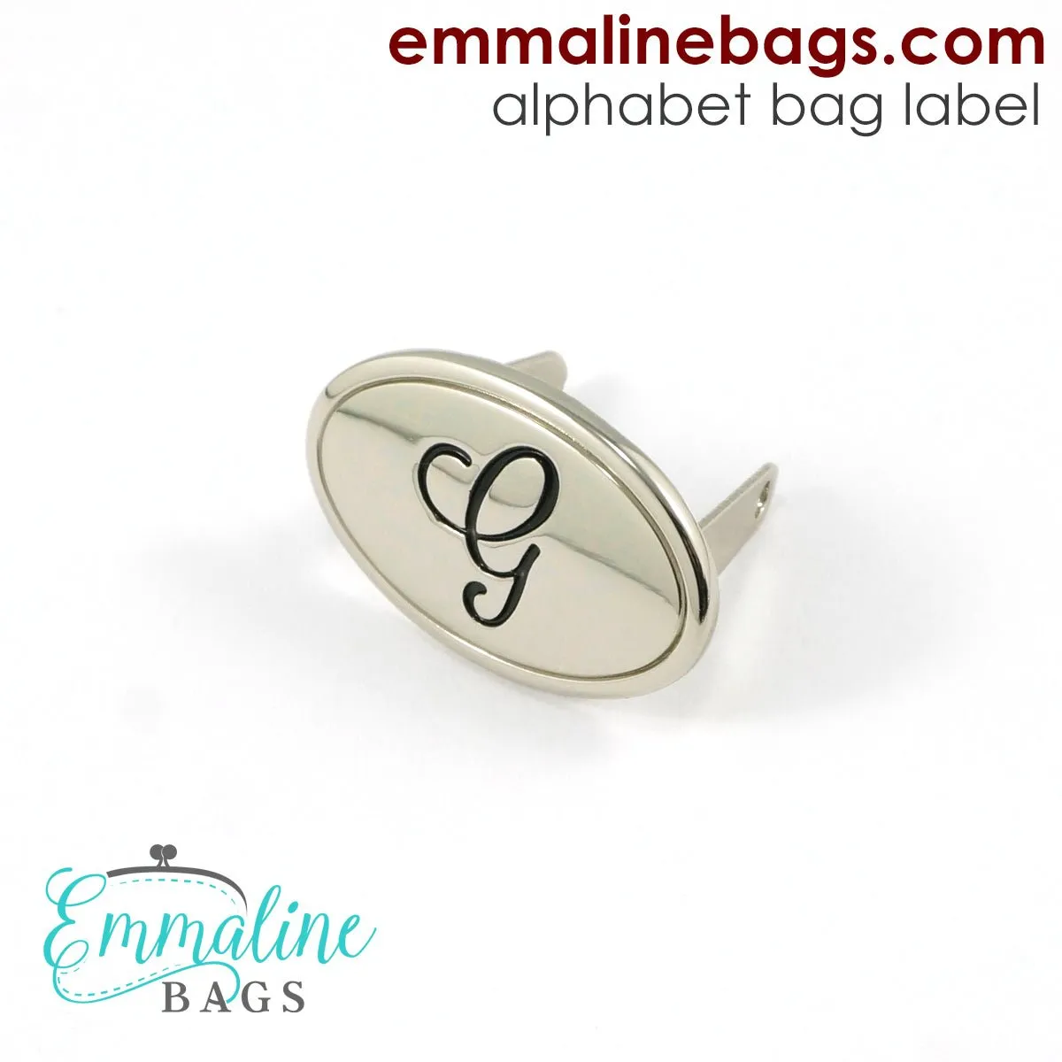 Metal Bag Label: Script Alphabet