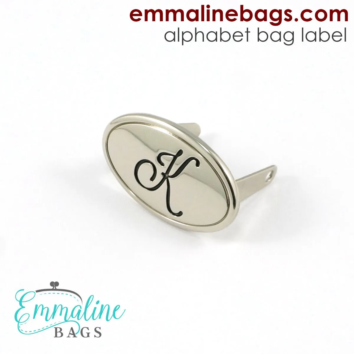 Metal Bag Label: Script Alphabet