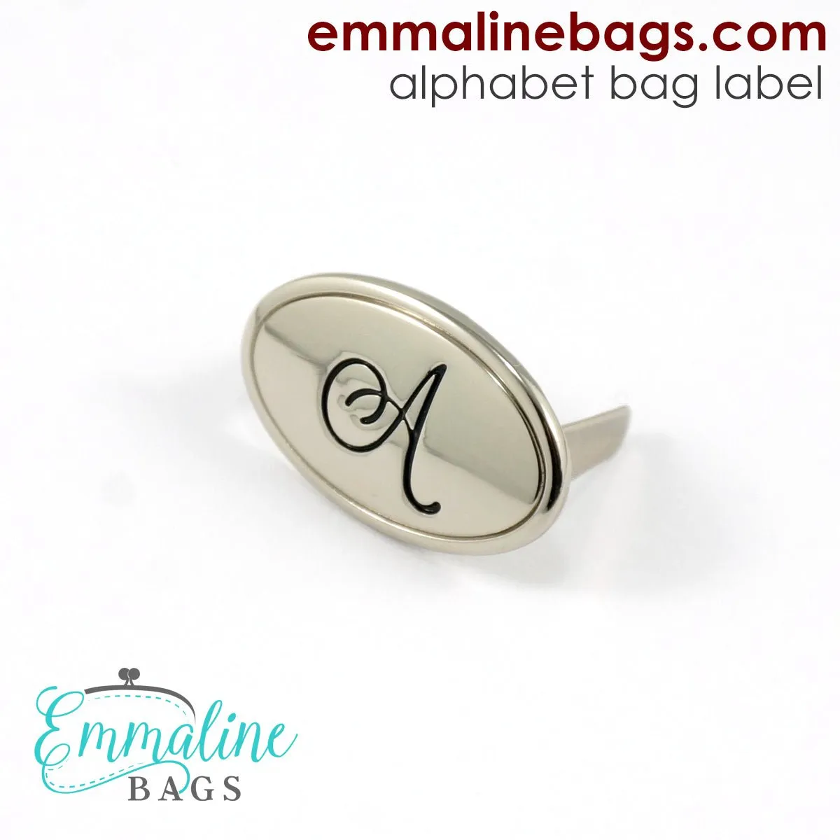 Metal Bag Label: Script Alphabet