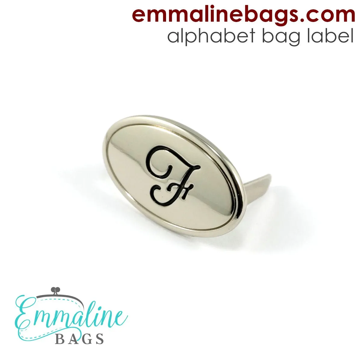 Metal Bag Label: Script Alphabet