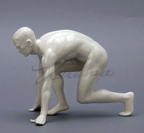 Modern Art Series Nude Male Sprinter Ceramic Statue Abstract Naked Body Art Sculpture