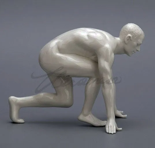 Modern Art Series Nude Male Sprinter Ceramic Statue Abstract Naked Body Art Sculpture