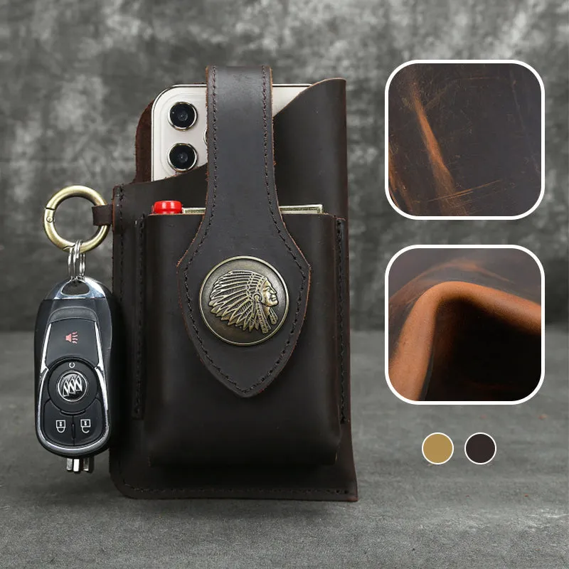 Multifunctional phone case in leather
