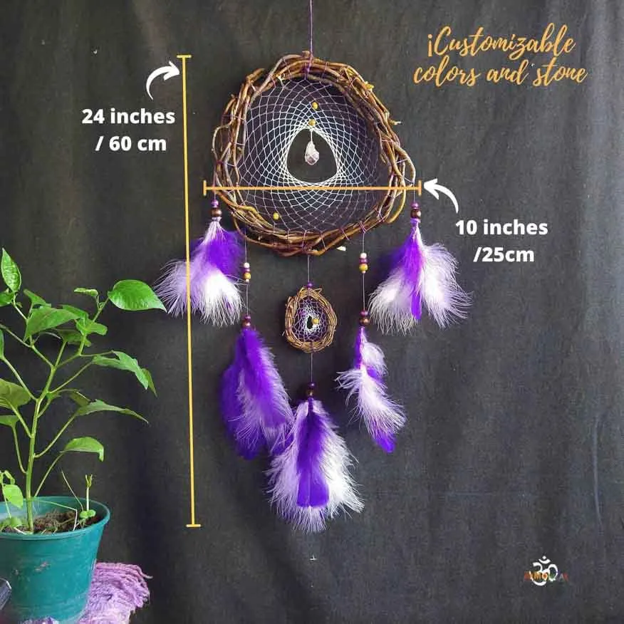 Native and spiritual dream catcher energy field stones, authentic crystals dream Hunter