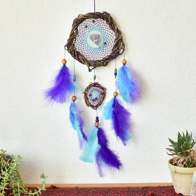 Native and spiritual dream catcher energy field stones, authentic crystals dream Hunter