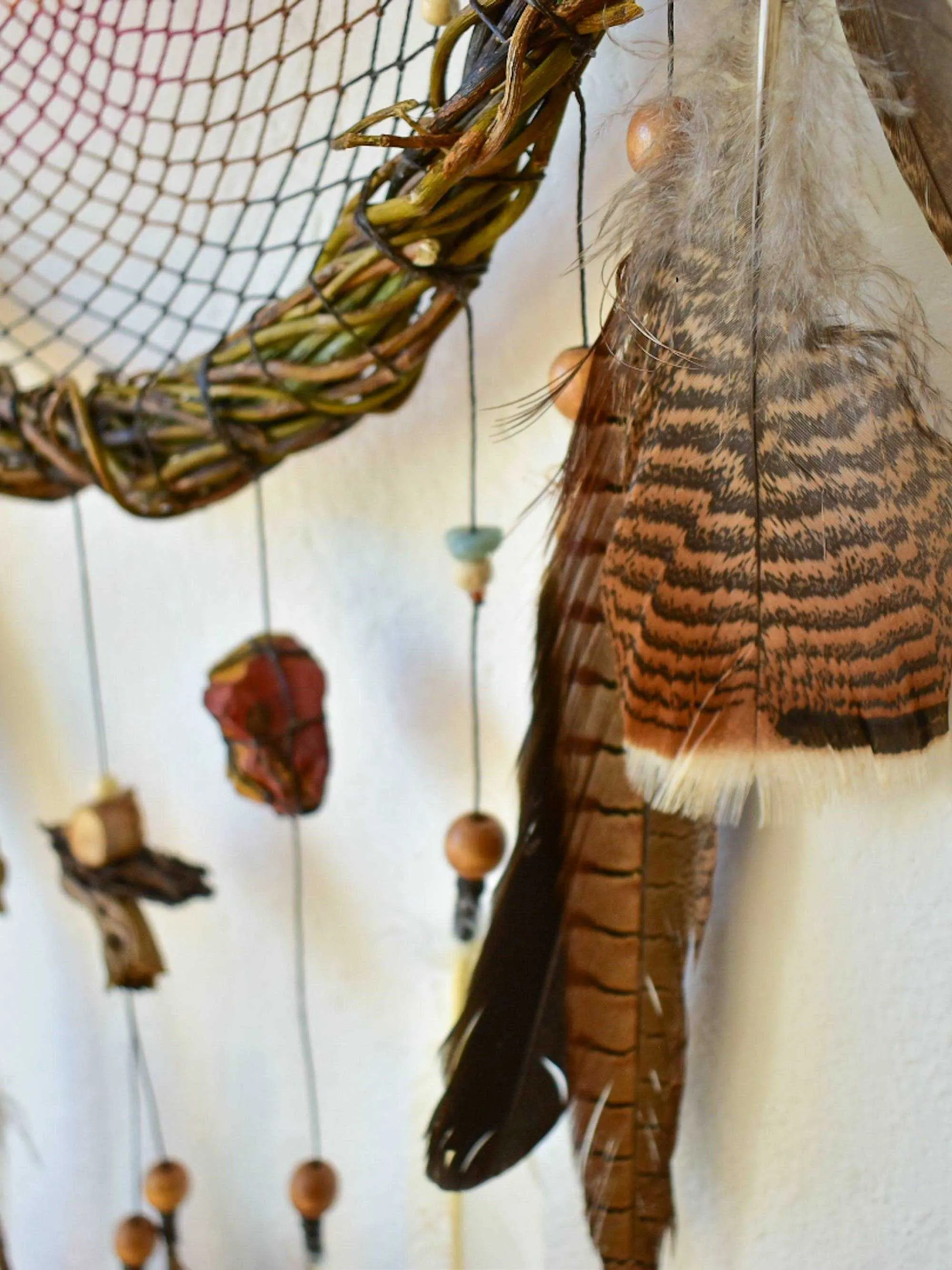 Natural wood dream catcher with crystals Peace and Earth conection yoga gift