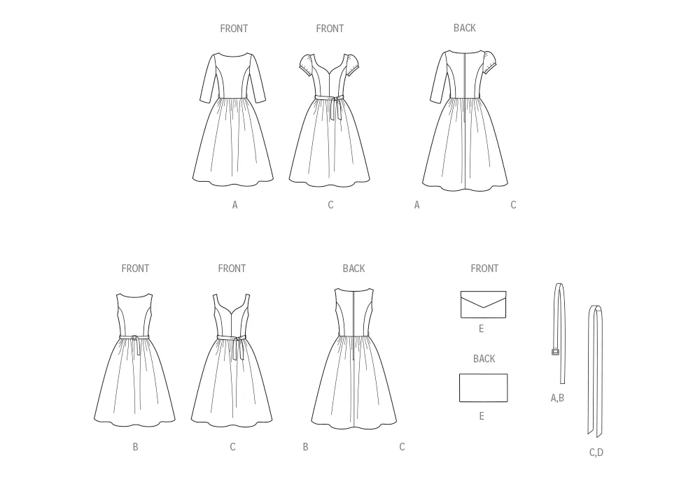 New Look sewing pattern 6786 Misses' Dresses with Belt and Purse