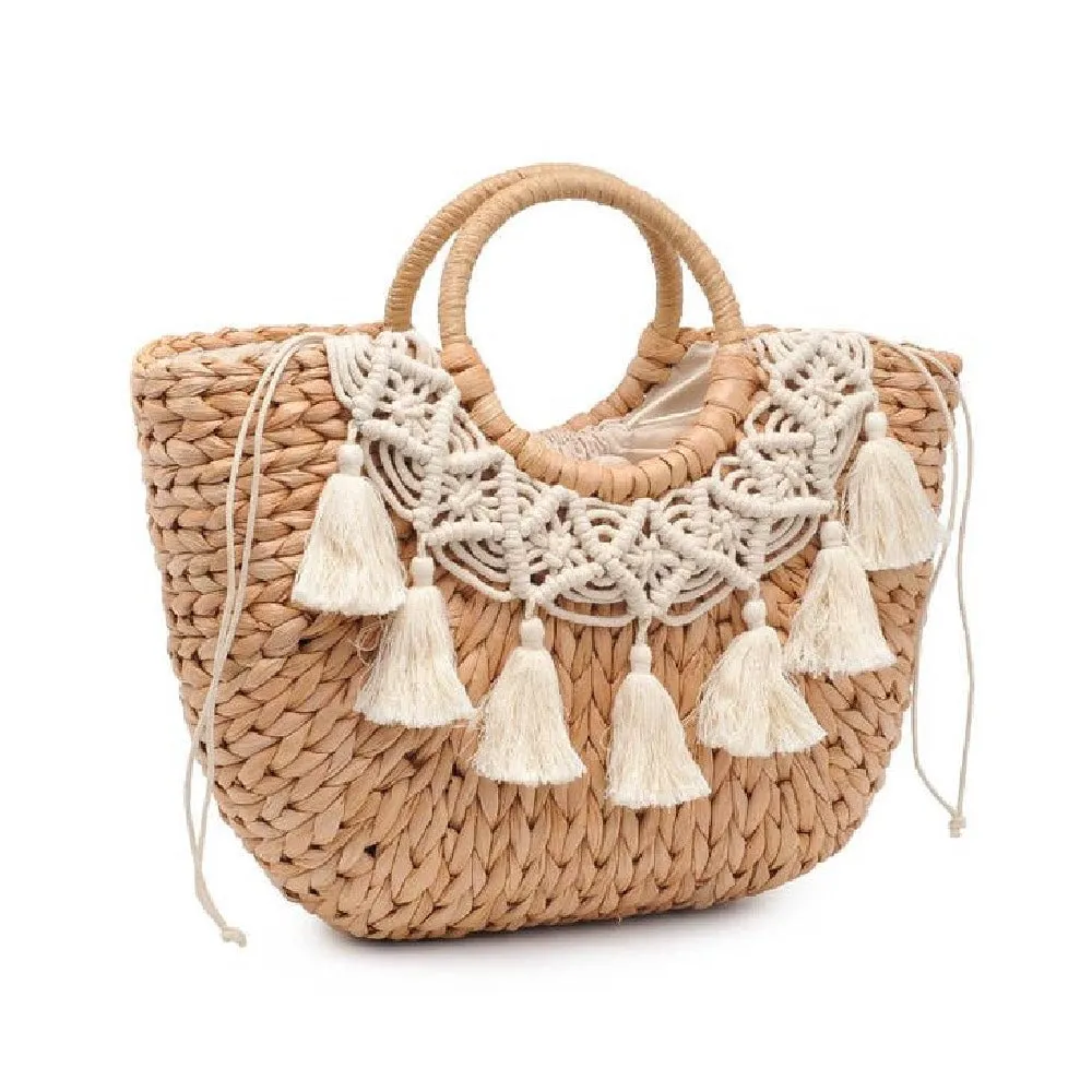 Ocean Tassel Straw Tote