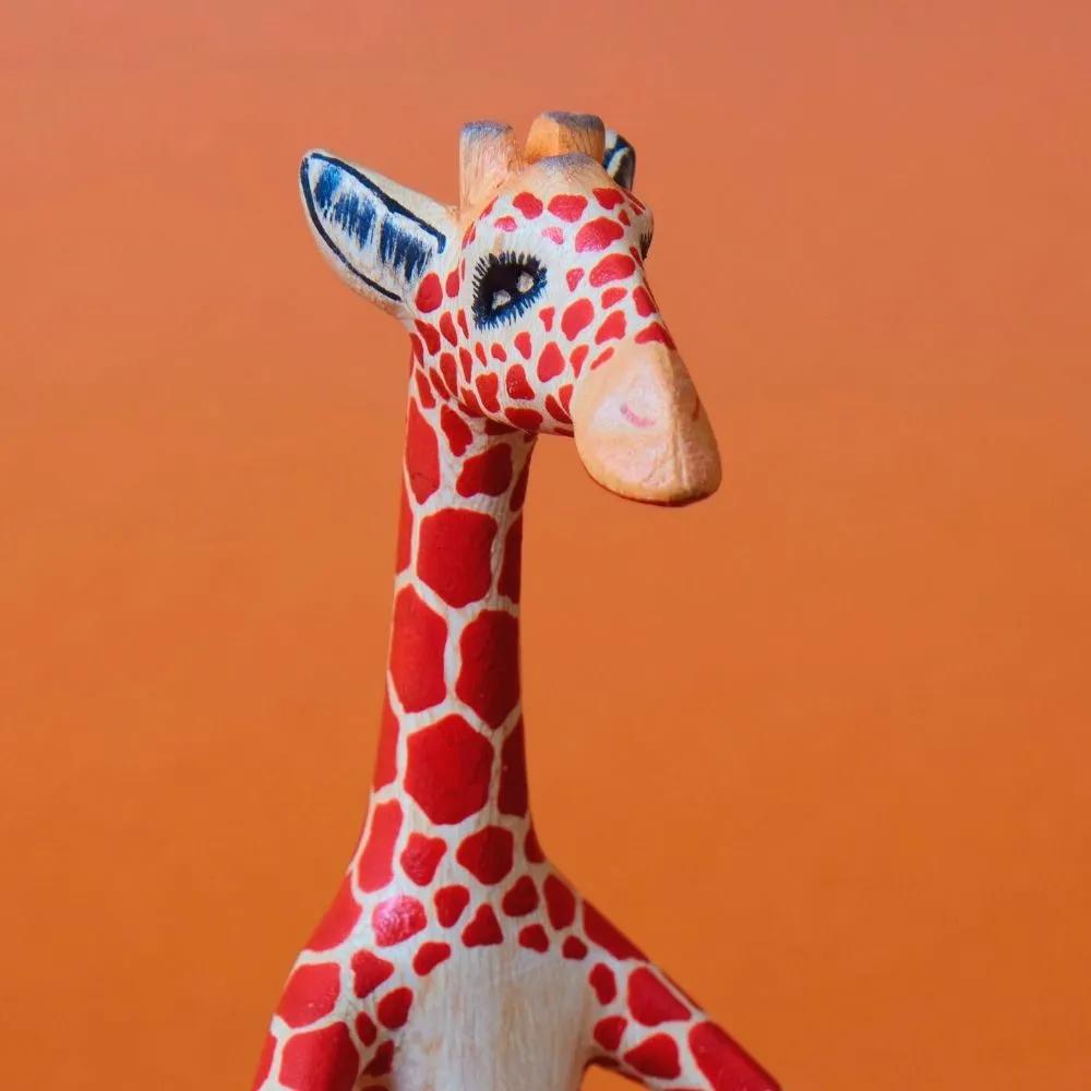 Painted Wood Giraffe Jewelry Ring Dish