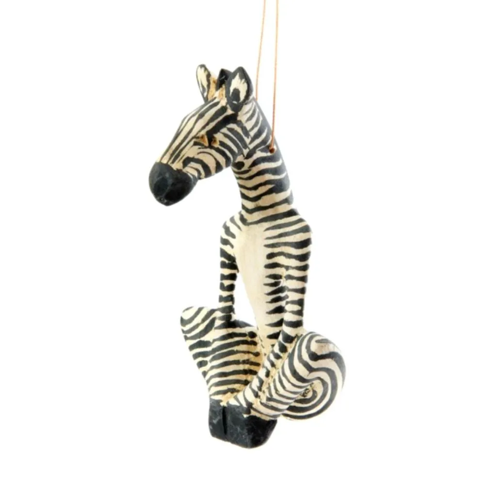 Painted Wood Yoga Zebra Christmas Ornament