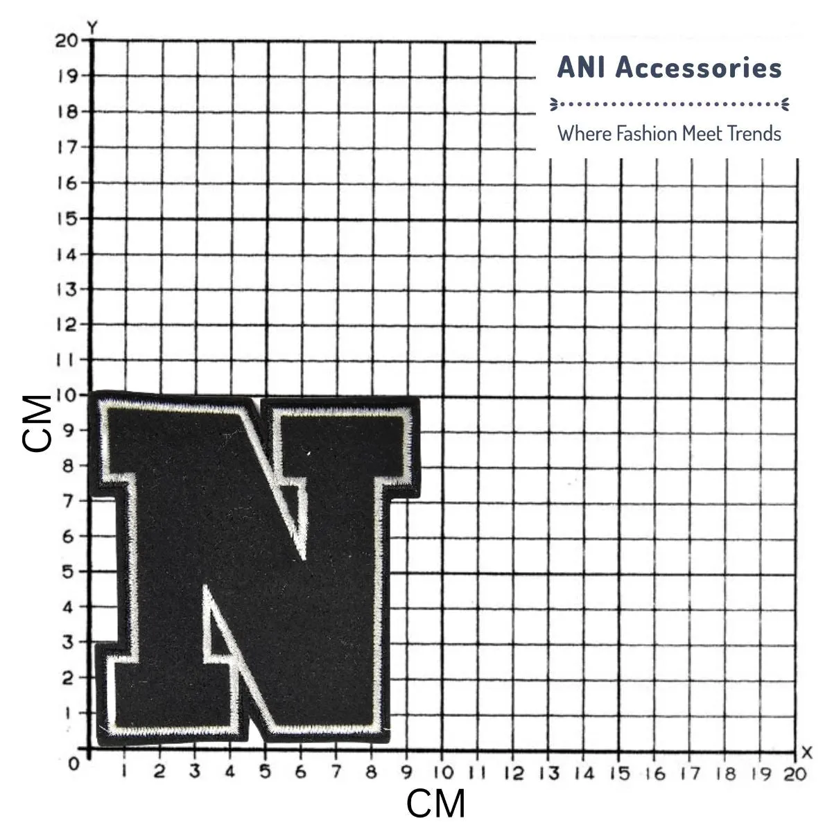 "N" Design Embroidered Black Sewable Patch