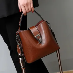 Real Oil Wax Leather Bucket Bag