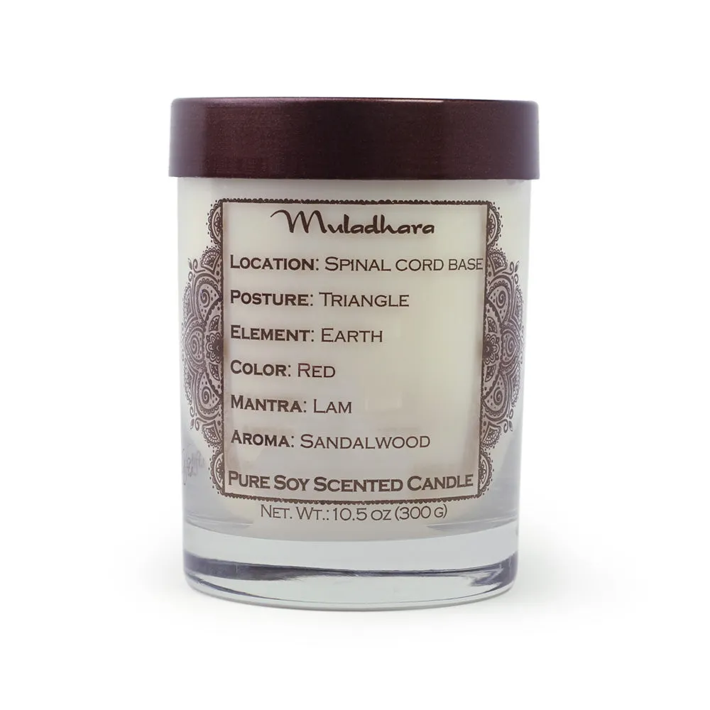 Root Chakra Muladhara | Soy Candle for Chakra Meditation with Essential Oils |  Sandalwood | Grounding and Serenity - 10.5oz