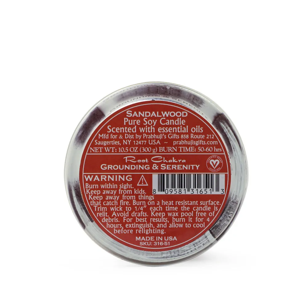 Root Chakra Muladhara | Soy Candle for Chakra Meditation with Essential Oils |  Sandalwood | Grounding and Serenity - 10.5oz