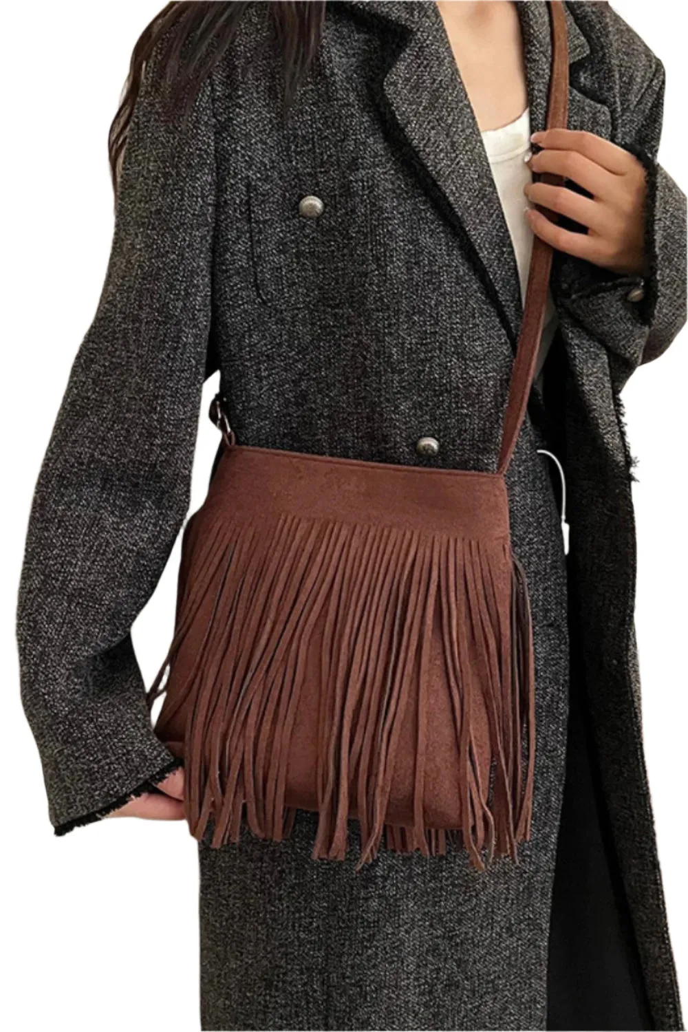 Suede Fringe Shoulder Bag