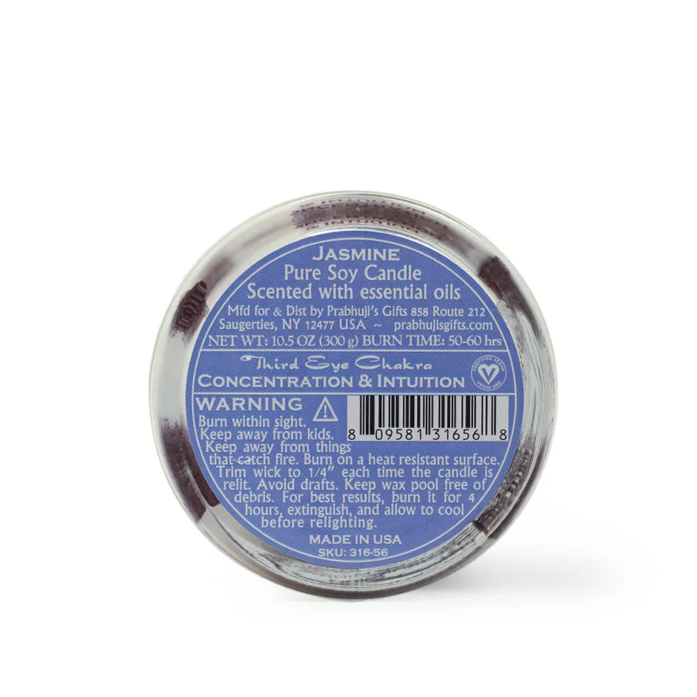 Third Eye Chakra Ajna | Candle for Chakra Meditation Scented with Essential Oils | Indian Jasmine | Concentration and Intuition - 10.5oz