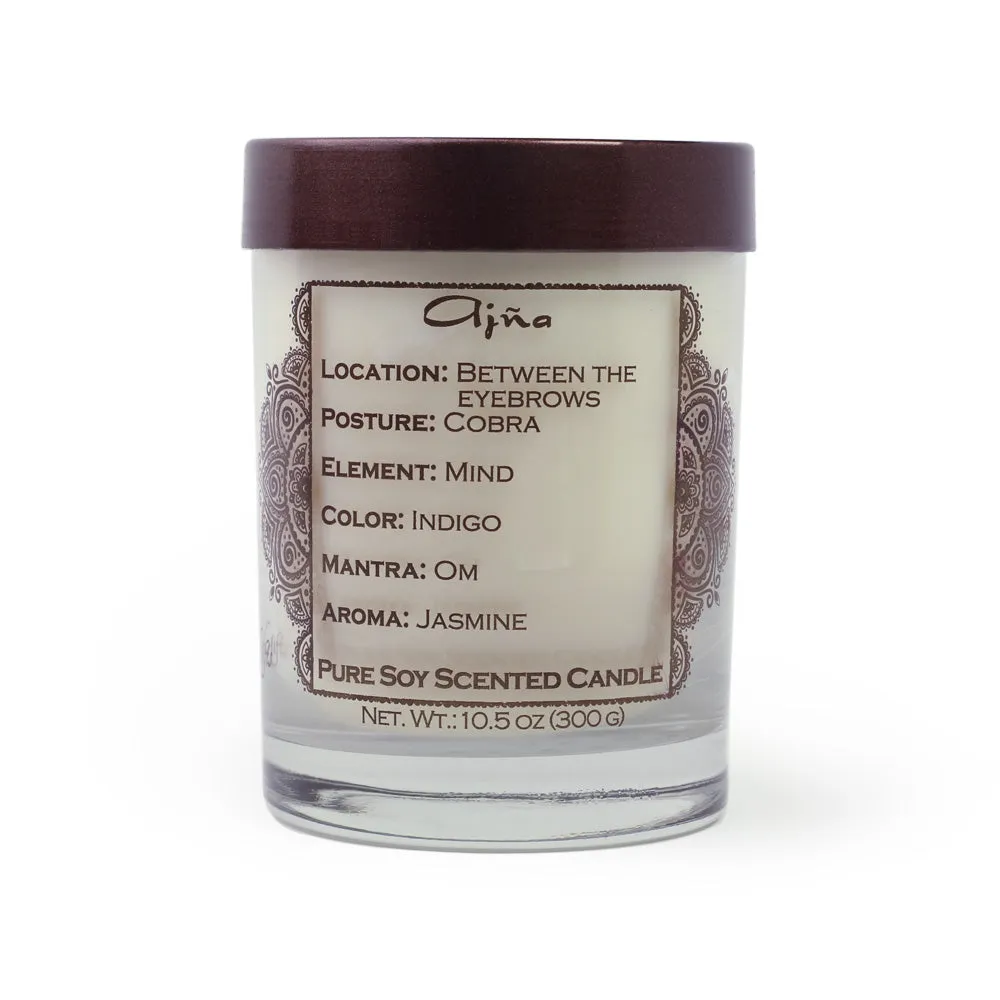 Third Eye Chakra Ajna | Candle for Chakra Meditation Scented with Essential Oils | Indian Jasmine | Concentration and Intuition - 10.5oz