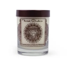Throat Chakra Vishuddha | Candle for Chakra Meditation Scented with Essential Oils | Woods & Amber | Communication and Wisdom - 10.5oz