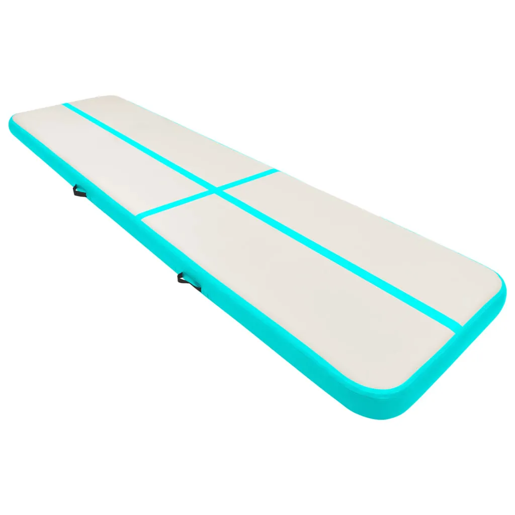vidaXL Inflatable Gymnastics Mat with Pump 700x100x15 cm PVC Green