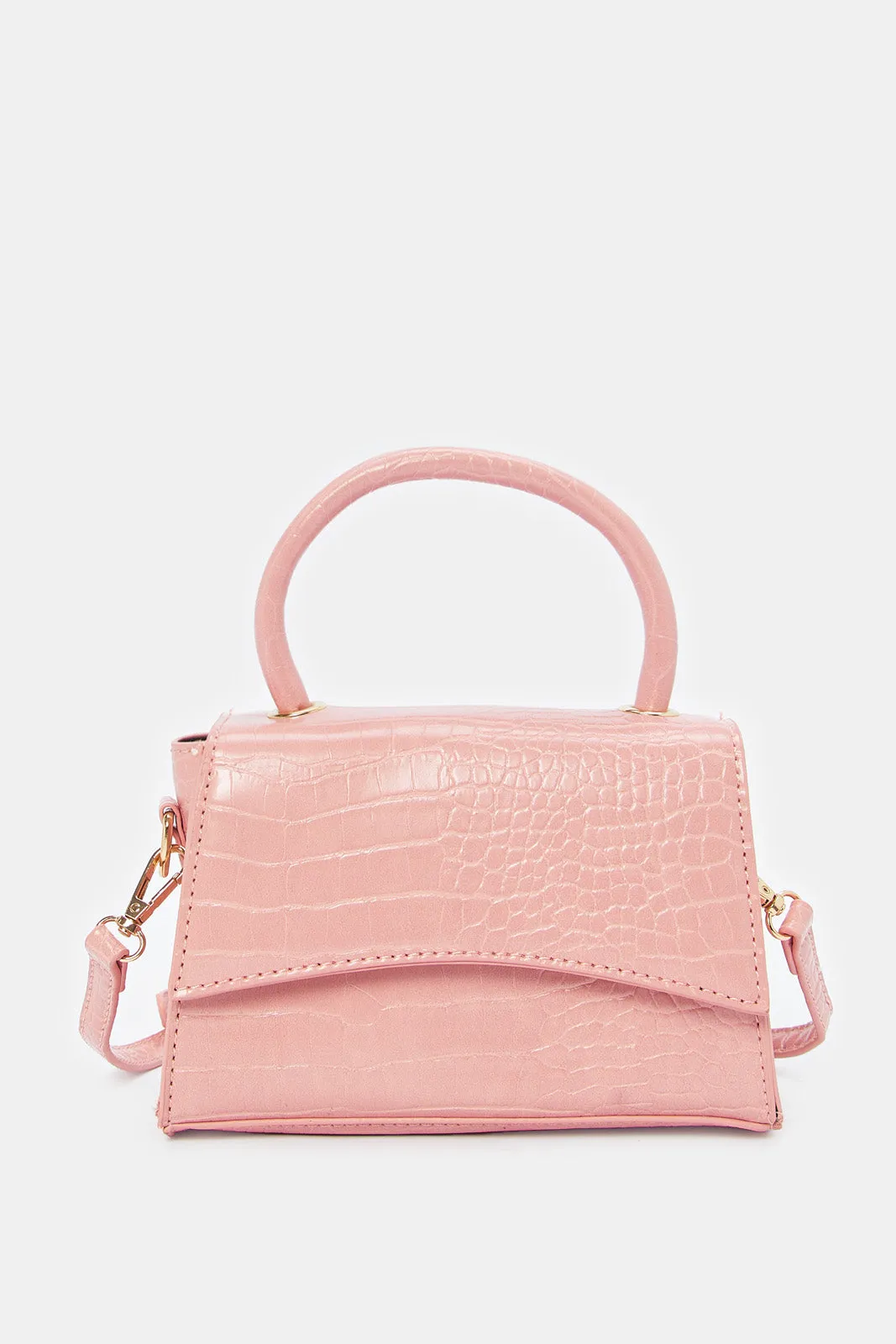 Women Pink Textured Crossbody Bag