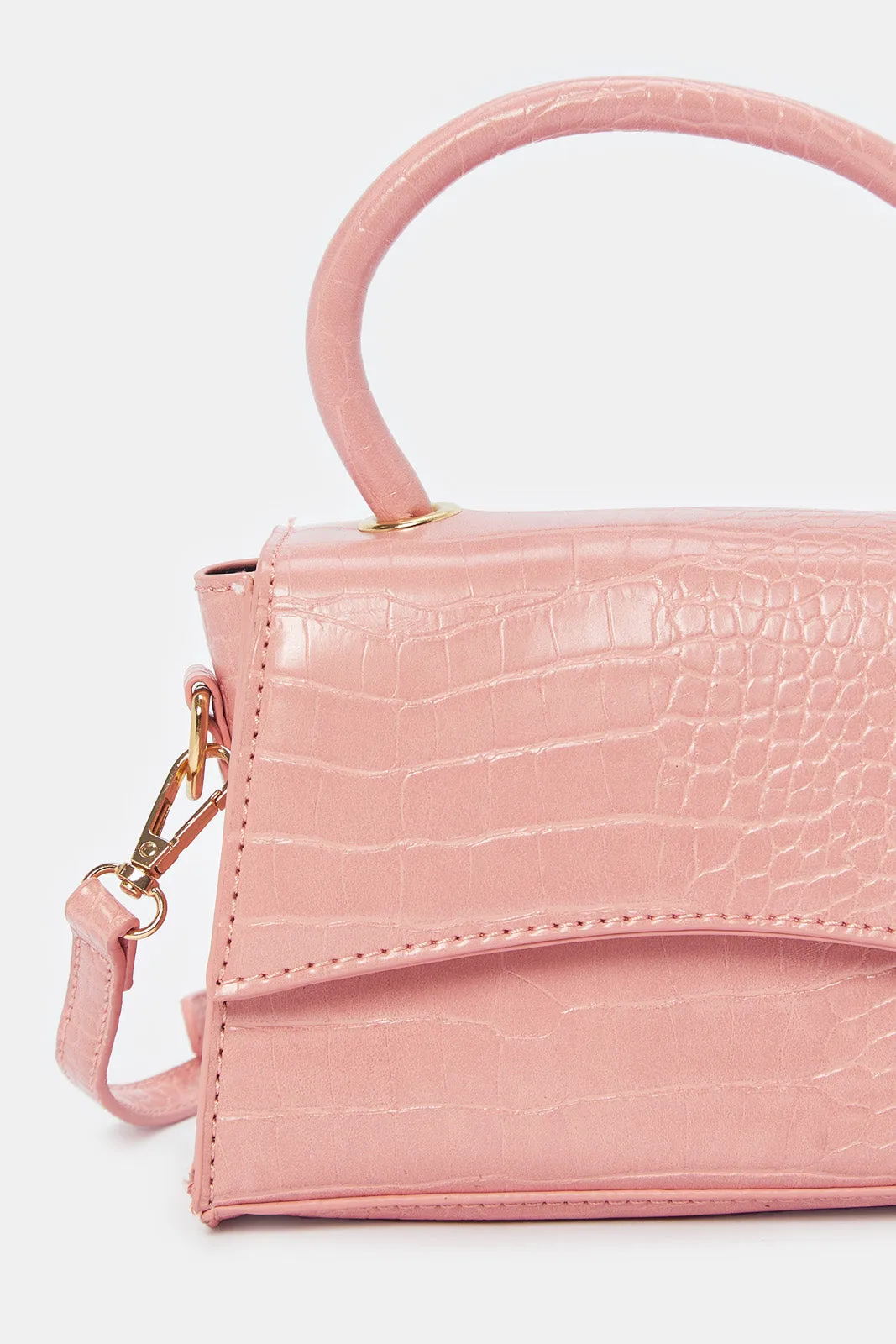 Women Pink Textured Crossbody Bag