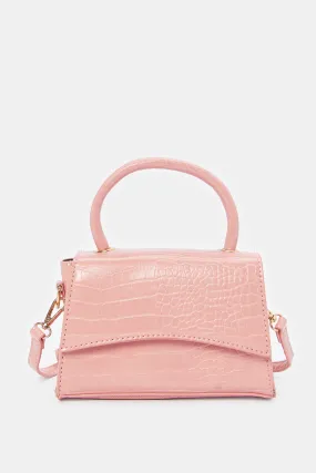 Women Pink Textured Crossbody Bag