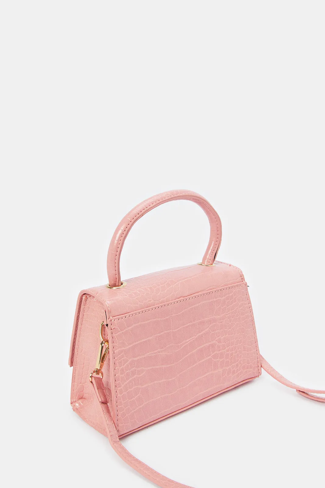 Women Pink Textured Crossbody Bag